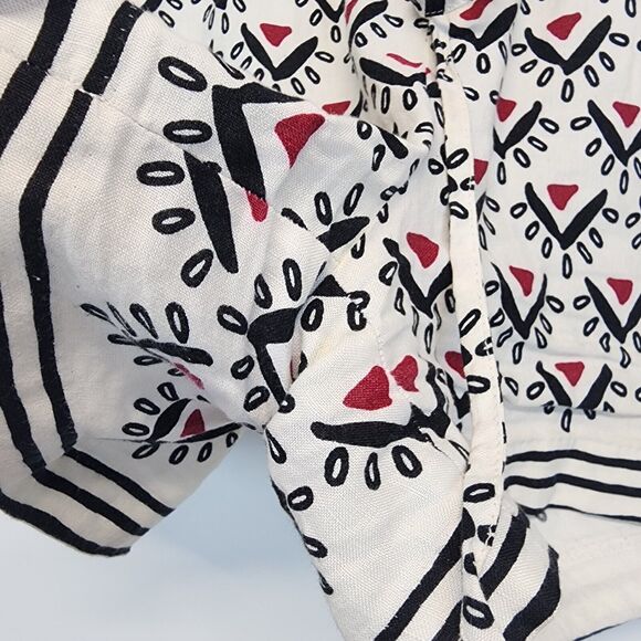 Loft Geo Linen Blend Shorts Size S Pull On Elastic Waist Drawstring Pockets - Picture 4 of 9